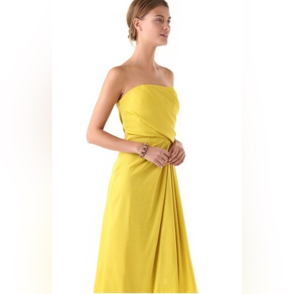 HALSTON HERITAGE NWOT Strapless Draped Yellow Gown Size 2 - Picture 4 of 10